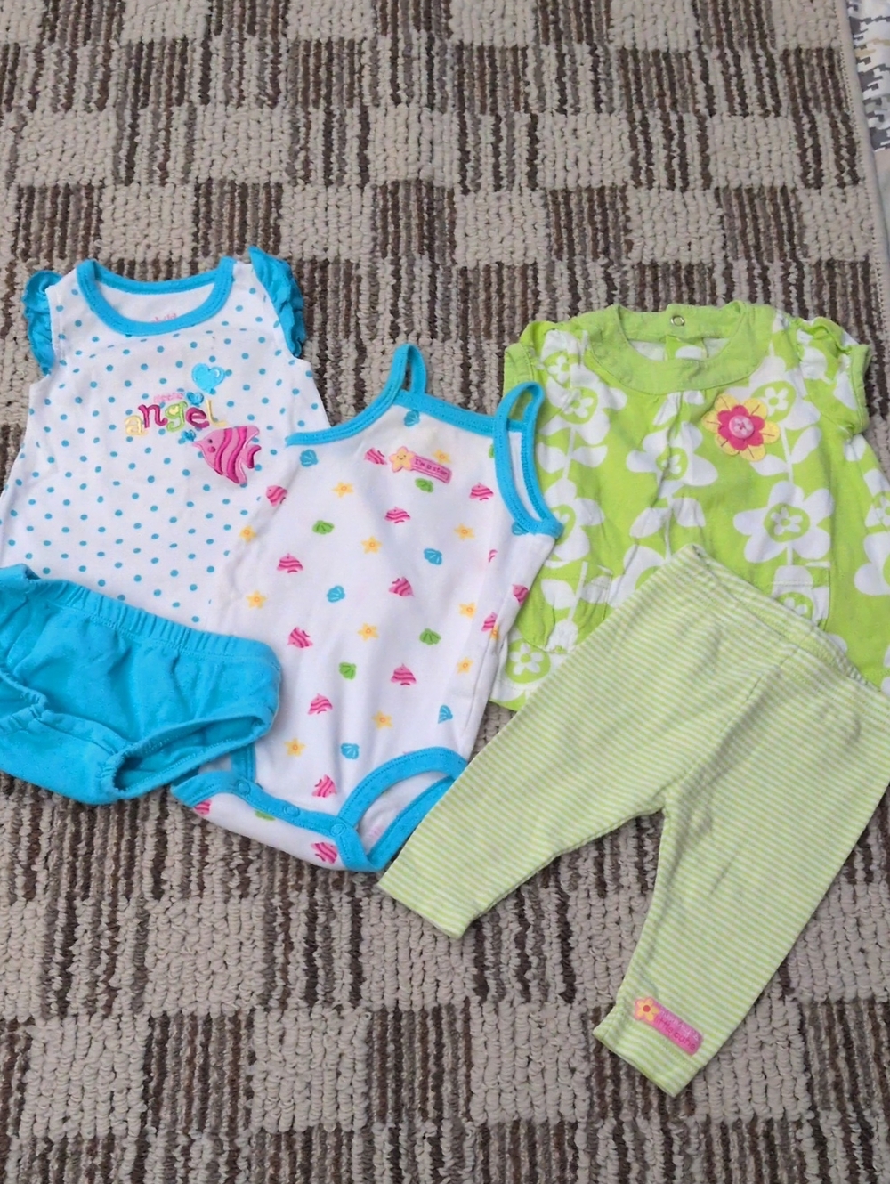 child of mine Blue and Lime Green Baby Matching Sets